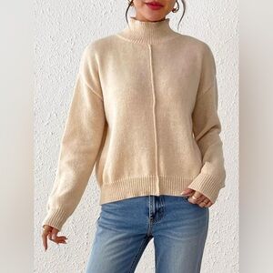 Turtleneck Dropped Shoulder Sweater